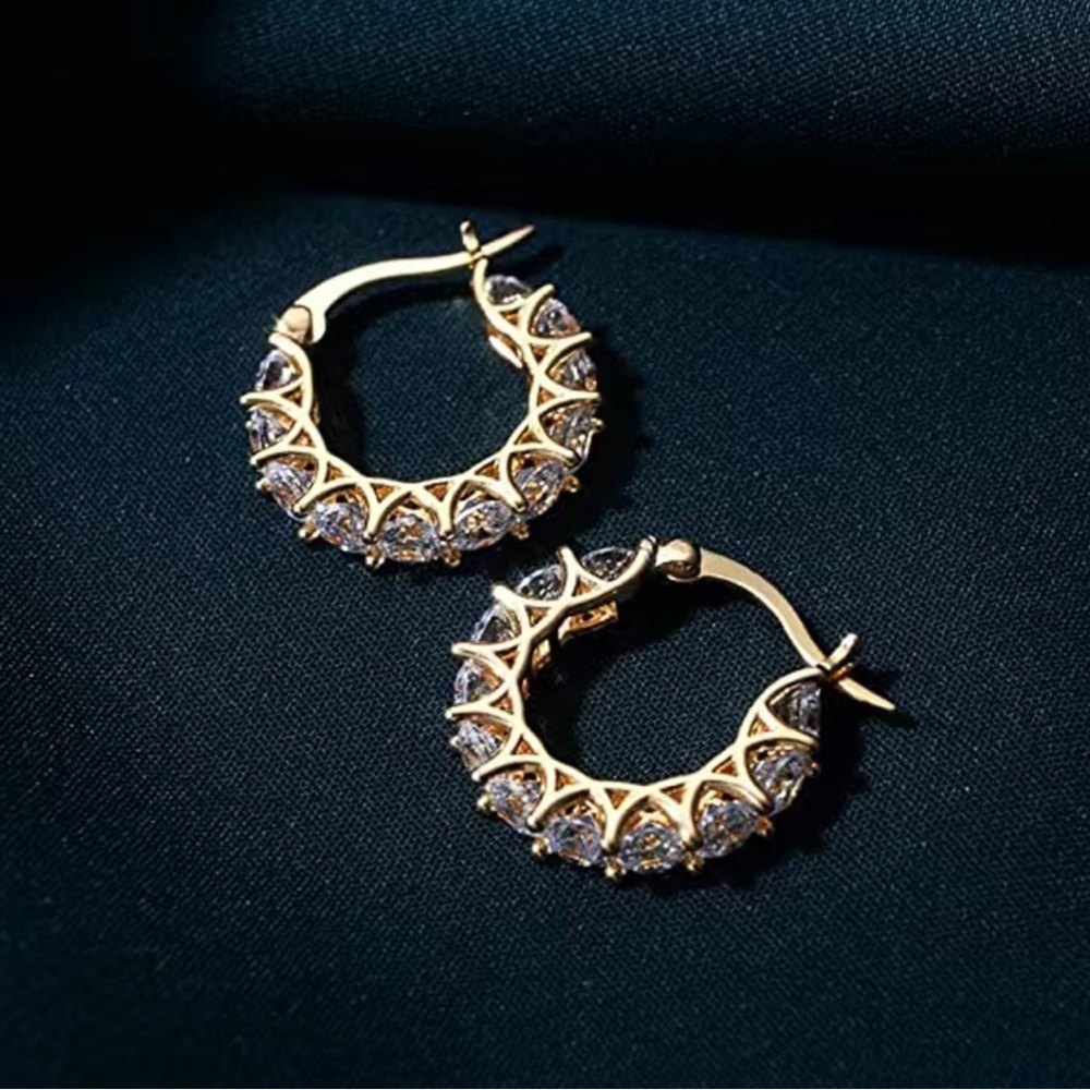 Zircon Hoop Earrings in Gold